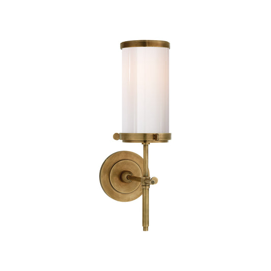 Thomas O'Brien Bryant Bath Sconce in Brass with White Glass Wall Light Bloomingdales Lighting Brass  