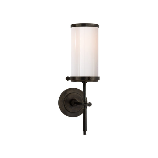 Thomas O'Brien Bryant Bath Sconce in Bronze with White Glass Wall Light Bloomingdales Lighting Bronze  