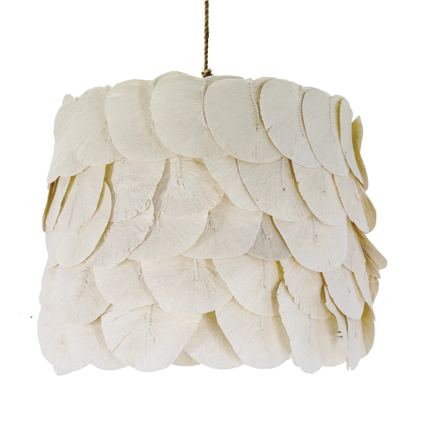 Claudine Large Petal Drum Cotton Pendant Light Pendant Light Bisque Interiors Large  