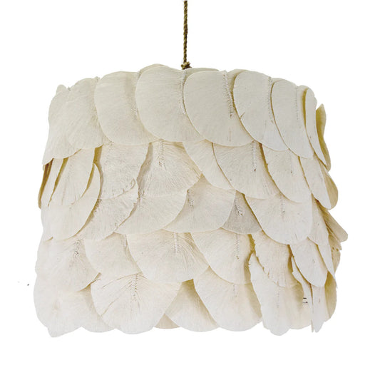 Claudine Large Petal Drum Cotton Pendant Light Pendant Light Bisque Interiors Large  