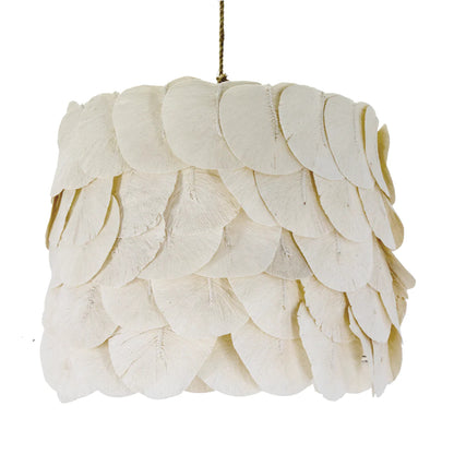 Claudine Small Petal Drum Cotton Pendant Light Pendant Light Bisque Interiors Large  