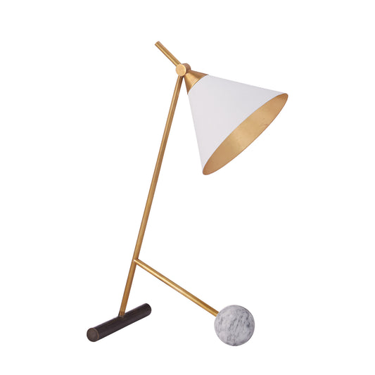 Kelly Wearstler Cleo White Metal Table Lamp - Brass Table Lamp Bloomingdales Lighting Linear  