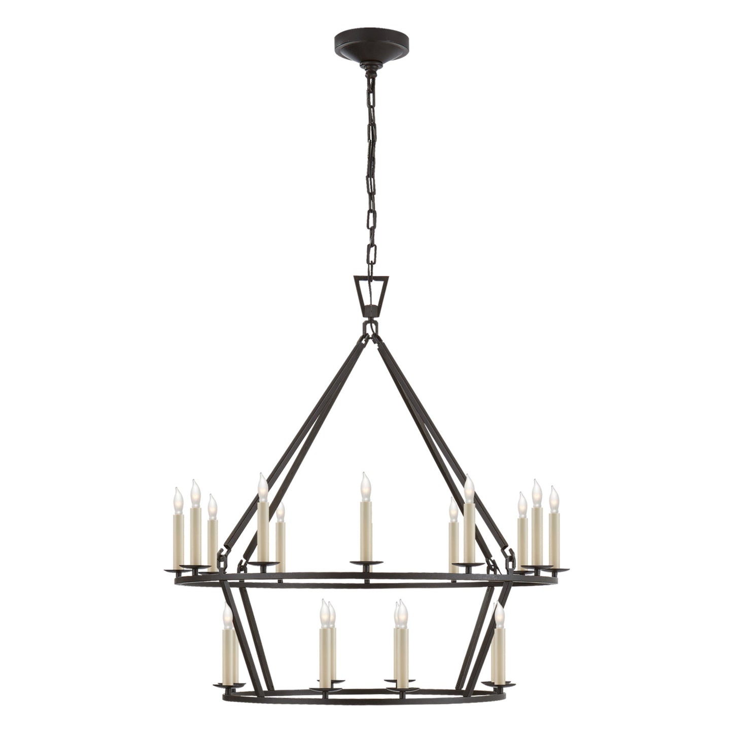 Chapman & Myers Darlana Medium Aged Iron Two-Tier Chandelier Pendant Light Bloomingdales Lighting   