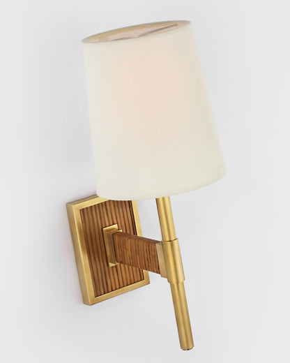 Suzanne Kasler Elle Small Single Linen Wall Sconce - Antique Brass Wall Light Bloomingdales Lighting   