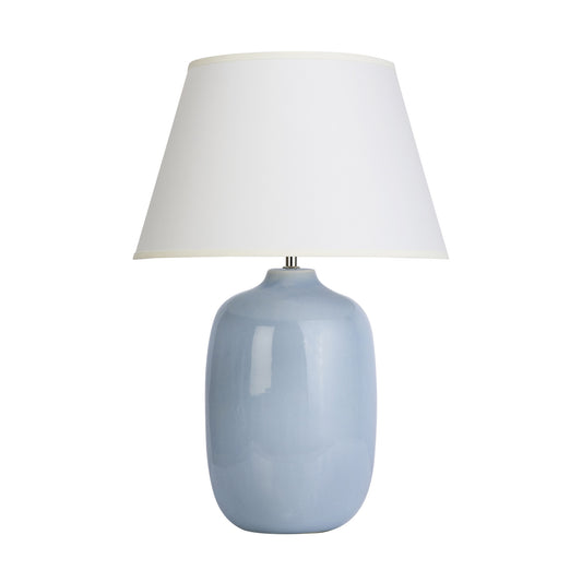 Fleur Linen Table Lamp - Blue Table Lamp Bloomingdales Lighting Light Blue Parchment Linen