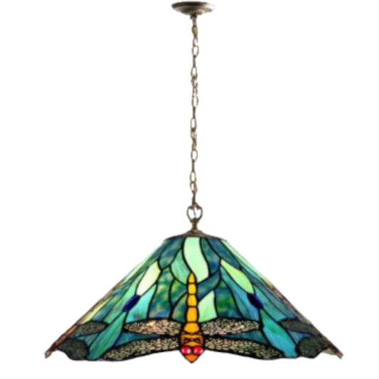 Tiffany Annika Blue Dragonfly Stained Glass Pendant Light Pendant Light G&G Bros   