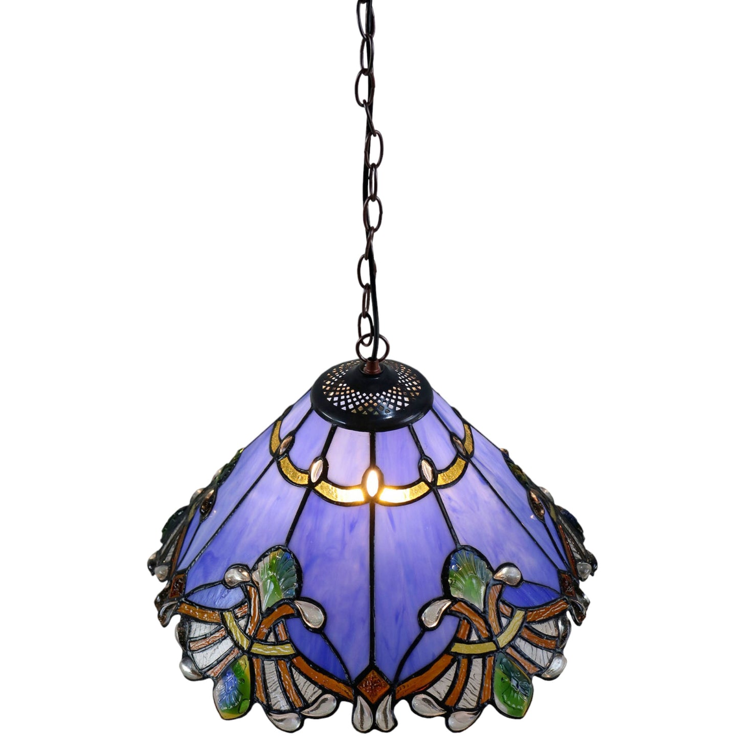 Tiffany Benita Periwinkle Stained Glass Pendant Light Pendant Light G&G Bros   