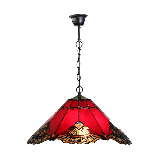 Tiffany Benita Red Stained Glass Pendant Light Pendant Light G&G Bros Red  