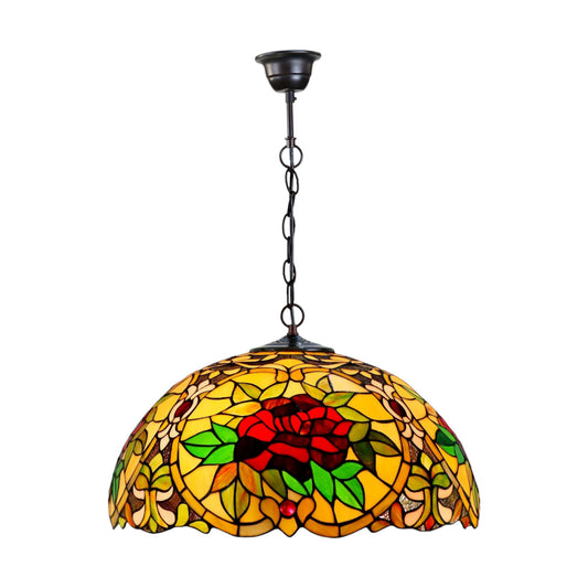 Tiffany Red Camellia Stained Glass Pendant Light Pendant Light G&G Bros   