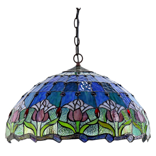 Tiffany Mauve Tulip Stained Glass Pendant Light Pendant Light G&G Bros   