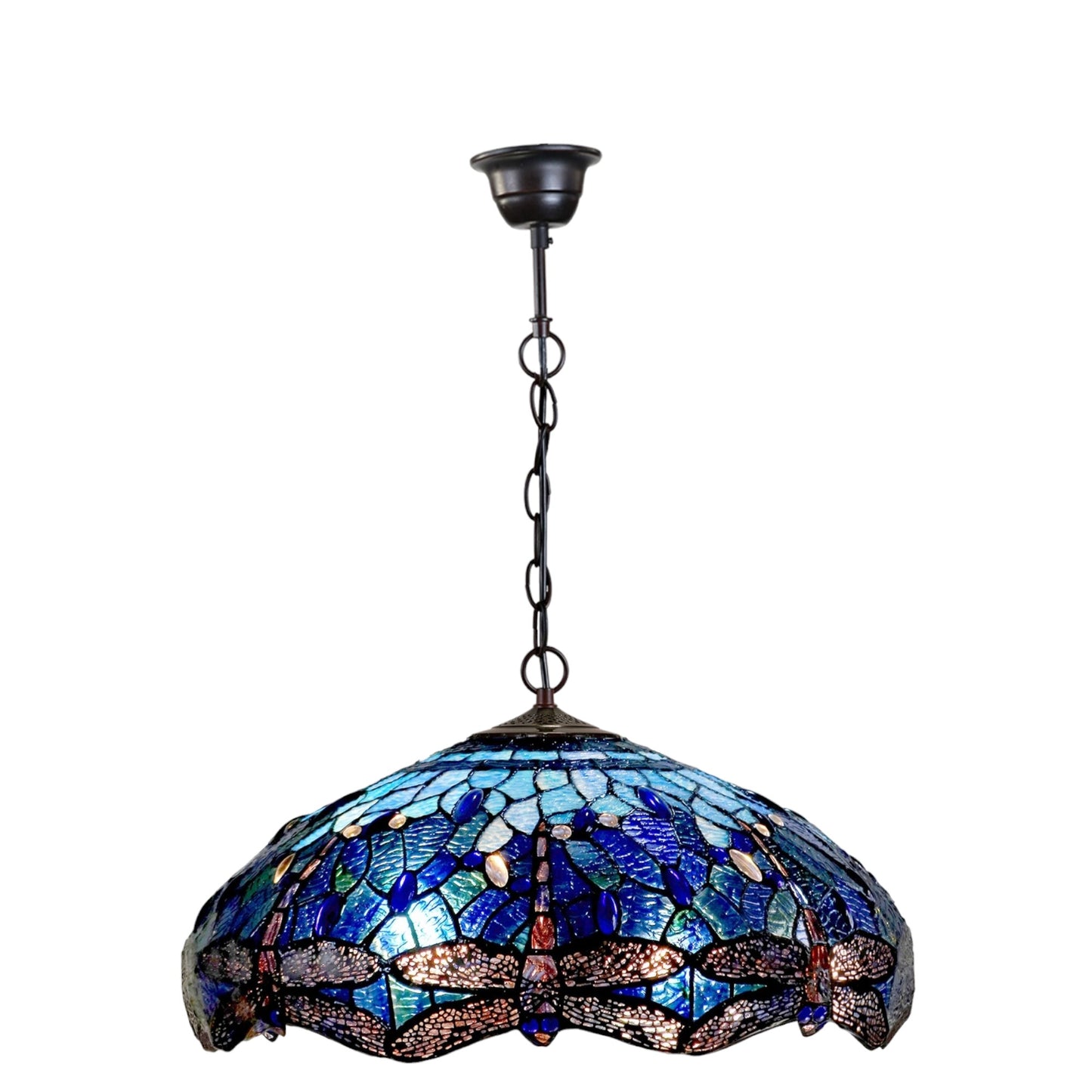 Tiffany Blue Dragonfly Stained Glass Pendant Light Pendant Light G&G Bros   