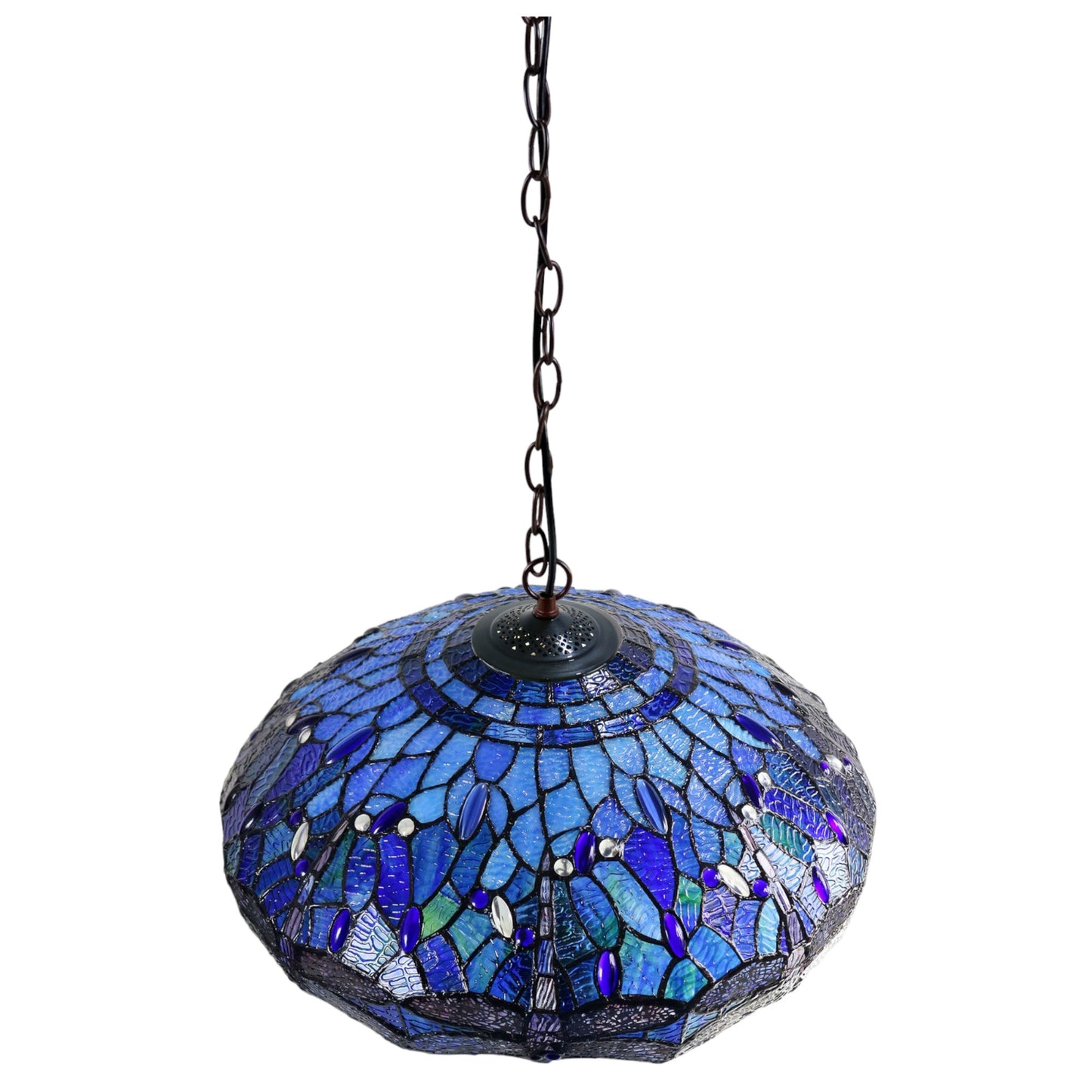 Tiffany Blue Dragonfly Stained Glass Pendant Light Pendant Light G&G Bros   