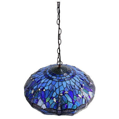 Tiffany Blue Dragonfly Stained Glass Pendant Light Pendant Light G&G Bros   