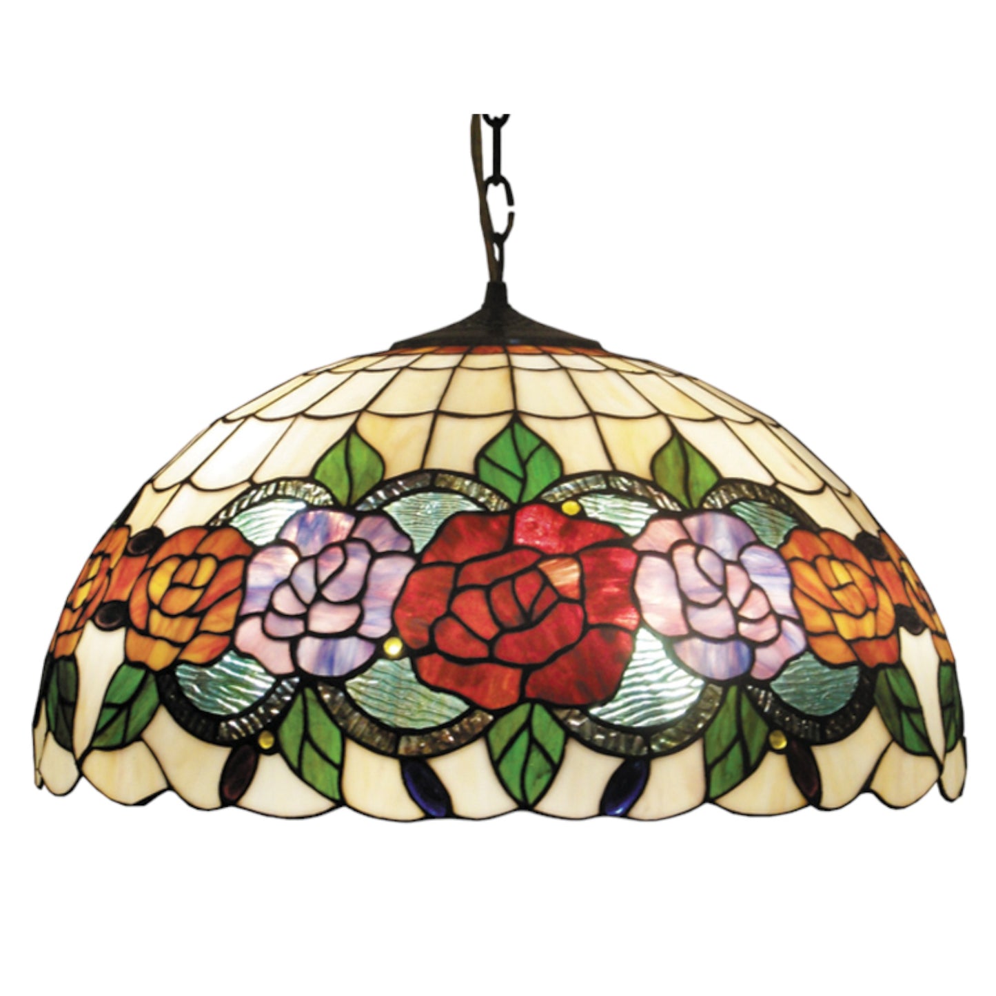 Tiffany Red Rose Stained Glass Pendant Light Pendant Light G&G Bros Lamp  