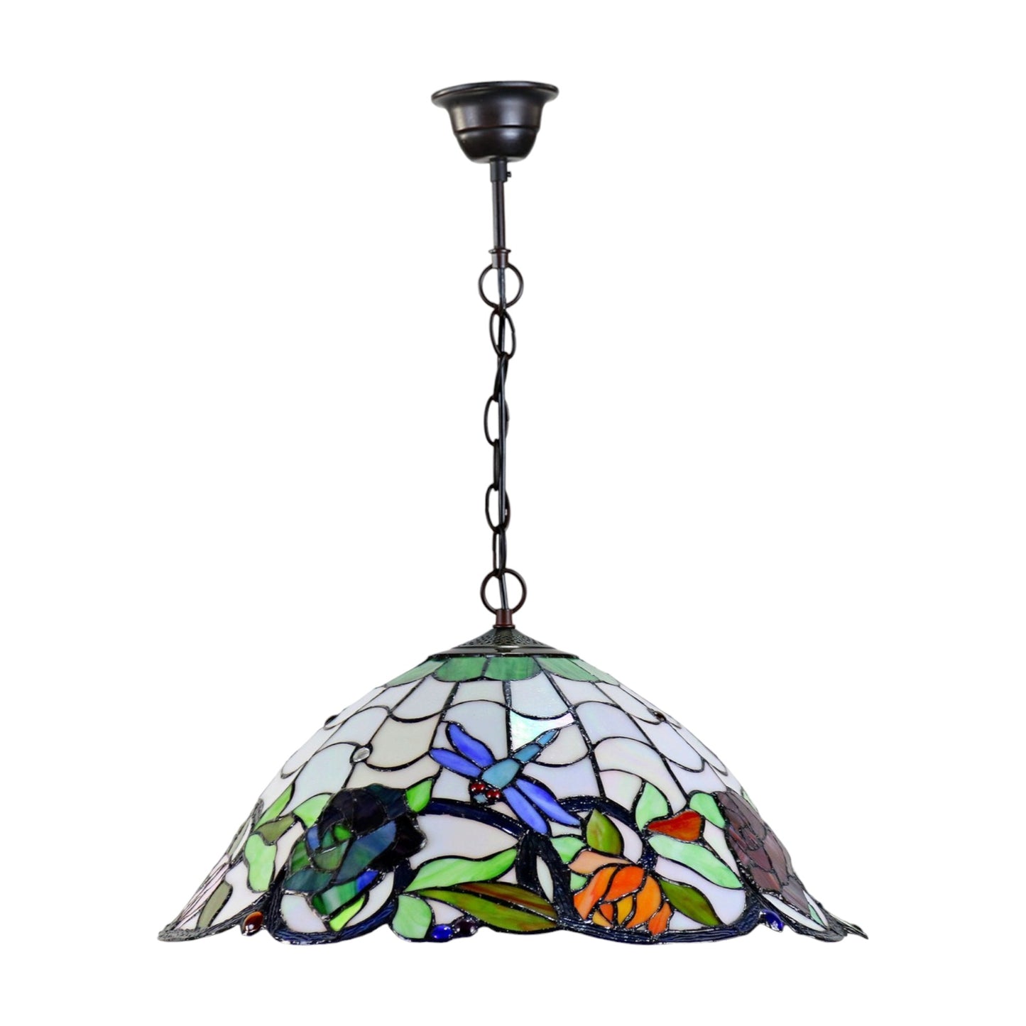 Tiffany Rose & Dragonfly Stained Glass Pendant Light Pendant Light G&G Bros   