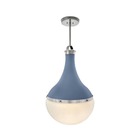 Urban Electric Co. Harford Blue Heron & Polished Nickel Hang Pendant Light Pendant Light Bloomingdales Lighting Blue