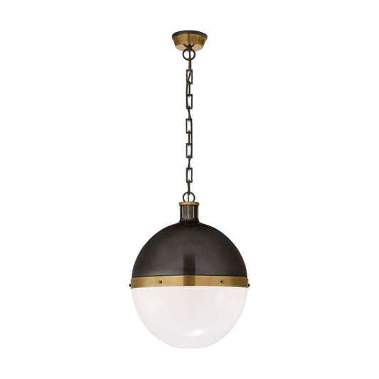 Thomas O'Brien Hicks Extra Large White Glass Pendant Light - Bronze & Brass Pendant Light Bloomingdales Lighting Extra Large  