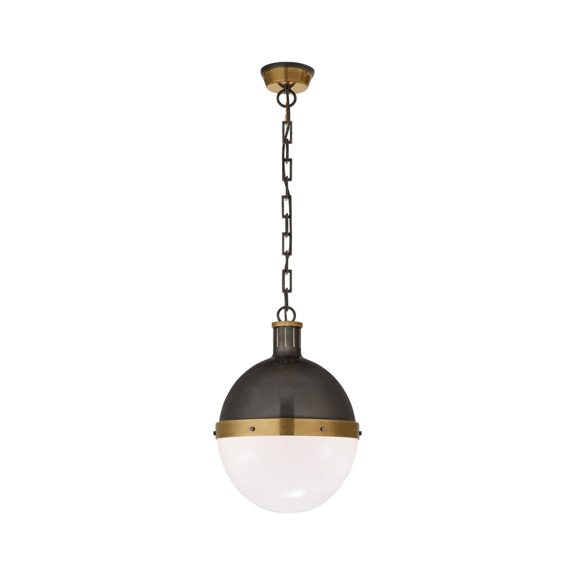 Thomas O'Brien Hicks Large White Glass Pendant Light - Bronze & Brass Pendant Light Bloomingdales Lighting Large  