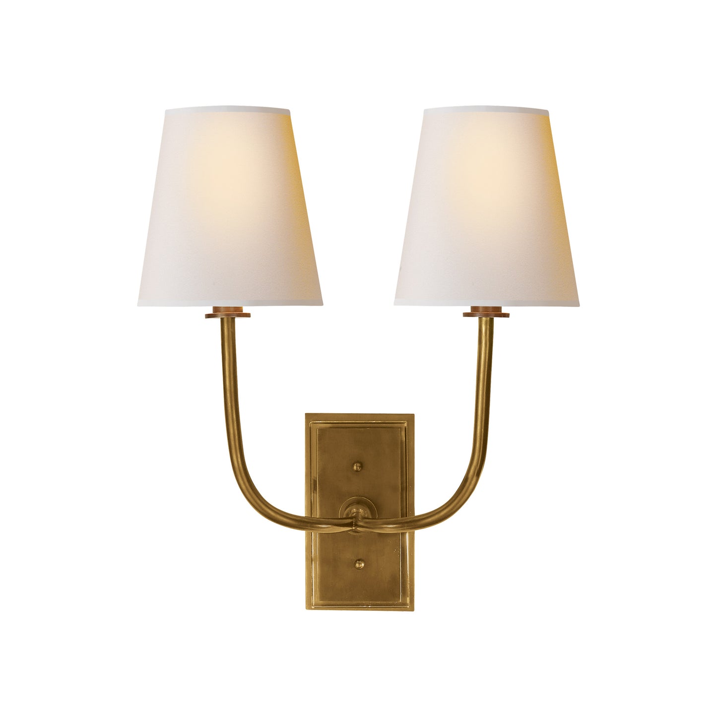 Thomas O'Brien Hulton Double Linen Wall Sconce - Brass Wall Light Bloomingdales Lighting Brass  