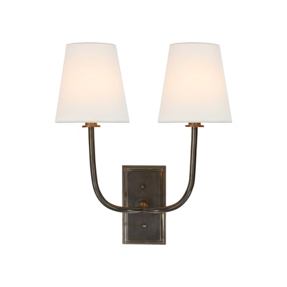 Thomas O'Brien Hulton Double Linen Wall Sconce - Bronze Wall Light Bloomingdales Lighting Bronze  