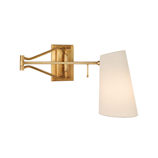 AERIN Keil Swing Arm Linen Wall Sconce - Brass Wall Light Bloomingdales Lighting Brass  