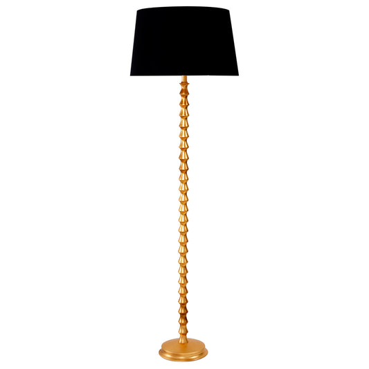 Livie Timber Floor Lamp - Gold Leaf Floor Lamp Bloomingdales Lighting Gold Black Linen