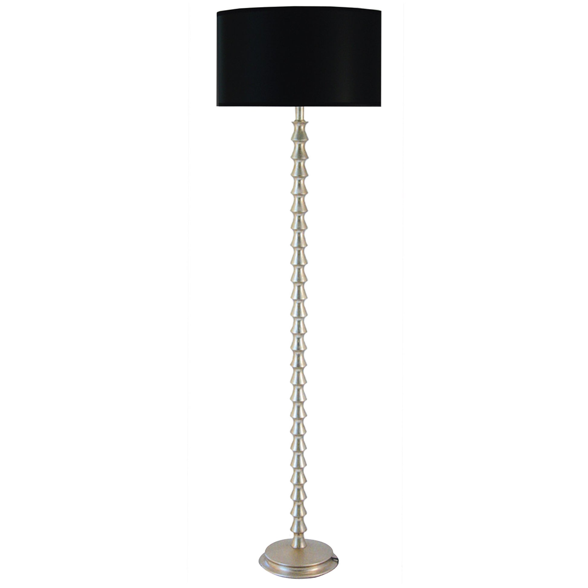 Livie Timber Floor Lamp - Silver Leaf Floor Lamp Bloomingdales Lighting Silver Black Linen