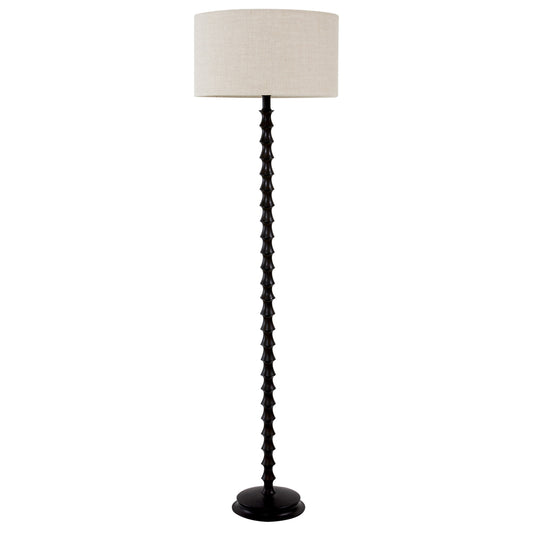 Livie Timber Floor Lamp - Black Floor Lamp Bloomingdales Lighting Black Fine Cream Linen