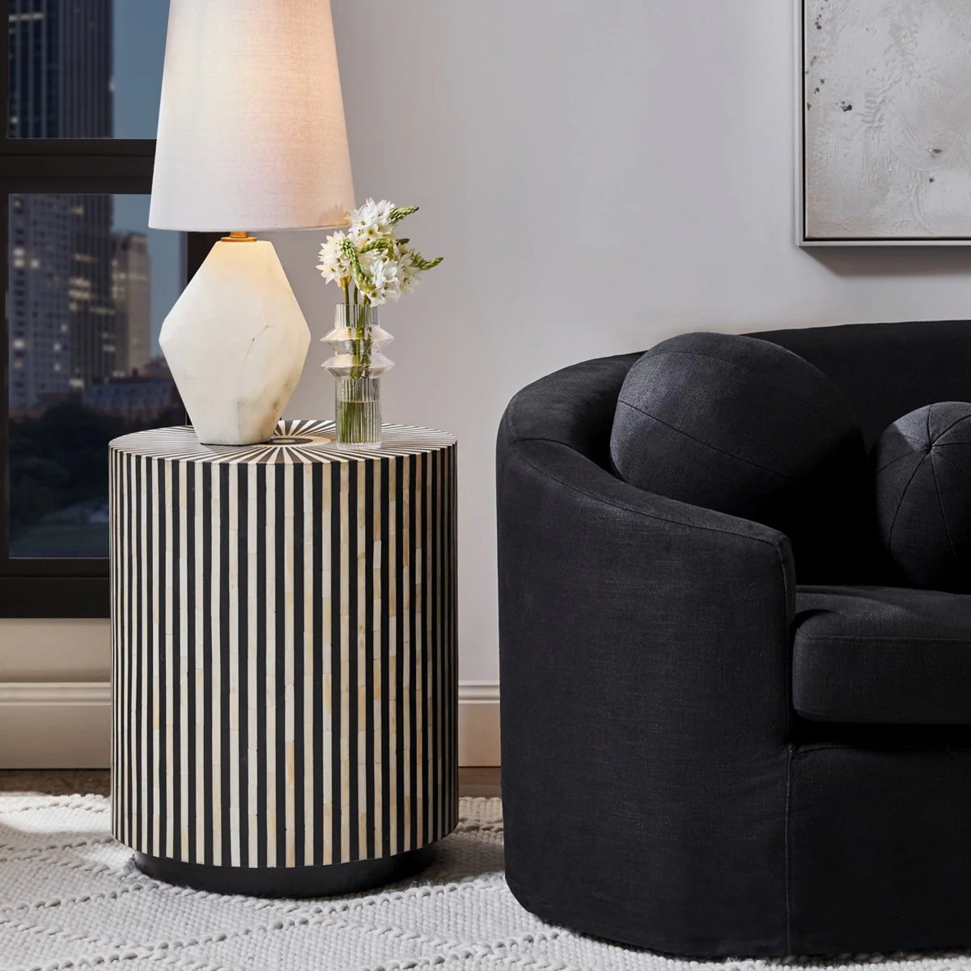 Makayla Patterned Side Table - Black Side Table Cafe Lighting & Living   