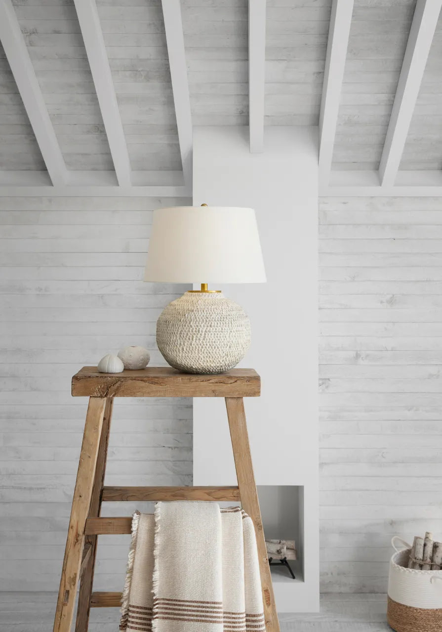 Marie Flanigan Avedon Small Linen Table Lamp - Plaster White Table Lamp Bloomingdales Lighting   