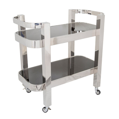 Nevada Black Glass Drinks Trolley - Polished Nickel Drinks Cart Bloomingdales Polished Nickel