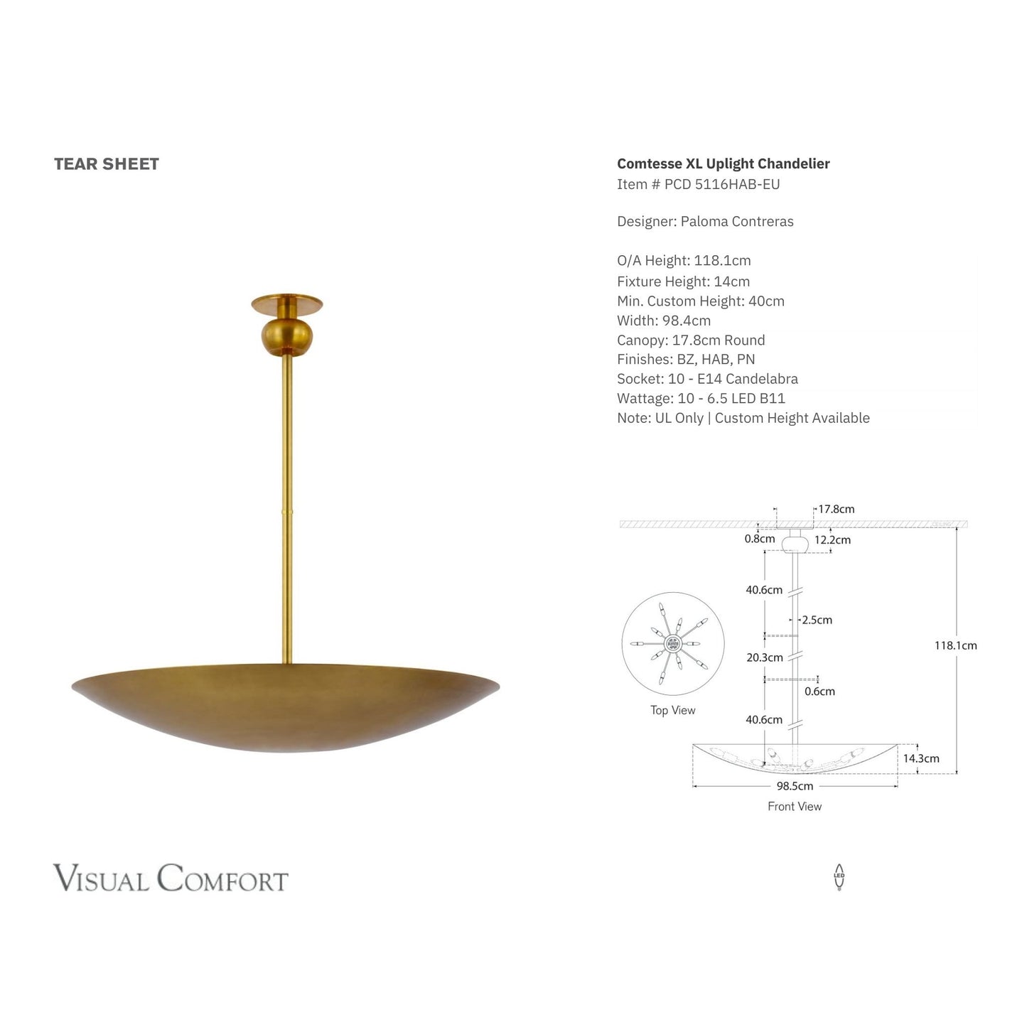 Paloma Contreras Comtesse XL Uplight Chandelier - Brass Pendant Light Bloomingdales Lighting   