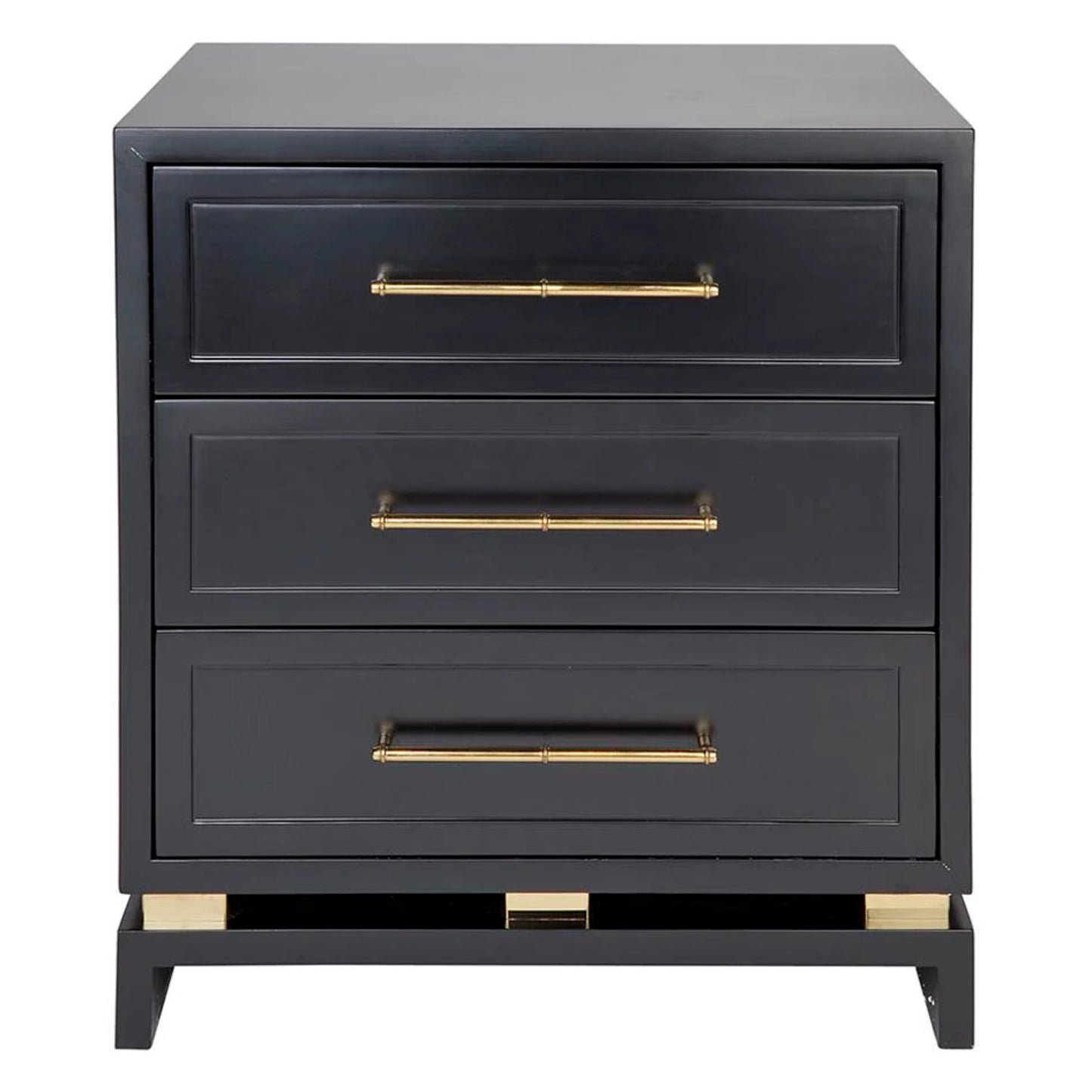 Pearl Large Three Drawer Bedside Table - Black Bedside Table Cafe Lighting & Living Black  