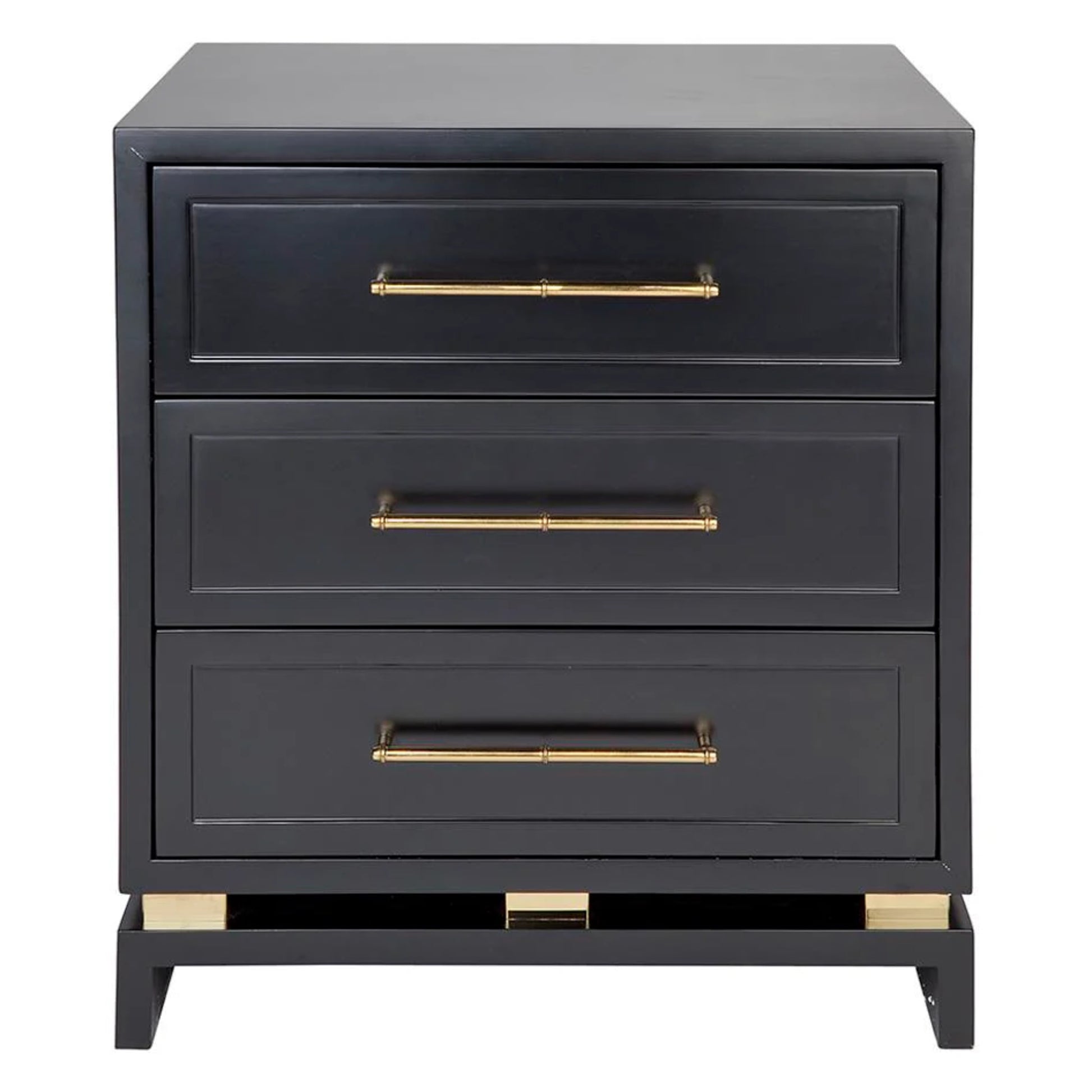 Pearl Large Three Drawer Bedside Table - Black Bedside Table Cafe Lighting & Living Black  