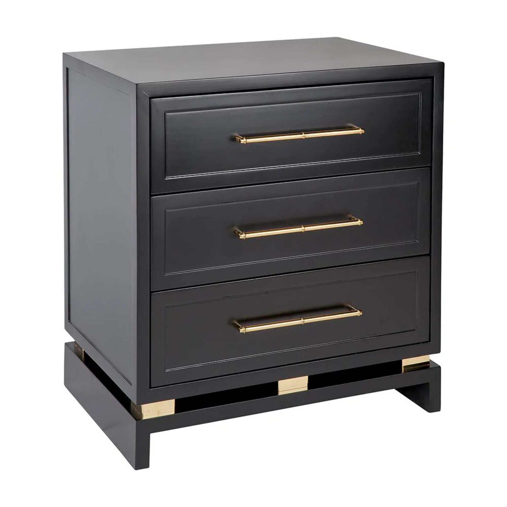 Pearl Large Three Drawer Bedside Table - Black Bedside Table Cafe Lighting & Living   