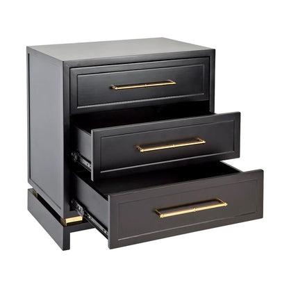 Pearl Large Three Drawer Bedside Table - Black Bedside Table Cafe Lighting & Living   