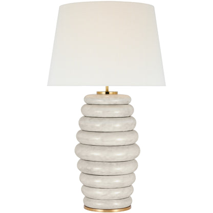 Kelly Wearstler Phoebe Extra Large Stacked Linen Table Lamp - Antique White Table Lamp Bloomingdales Lighting Antique White Extra Large 