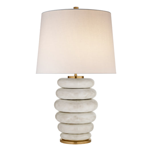 Kelly Wearstler Phoebe Stacked Linen Table Lamp - Antique White Table Lamp Bloomingdales Lighting Antique White Large 