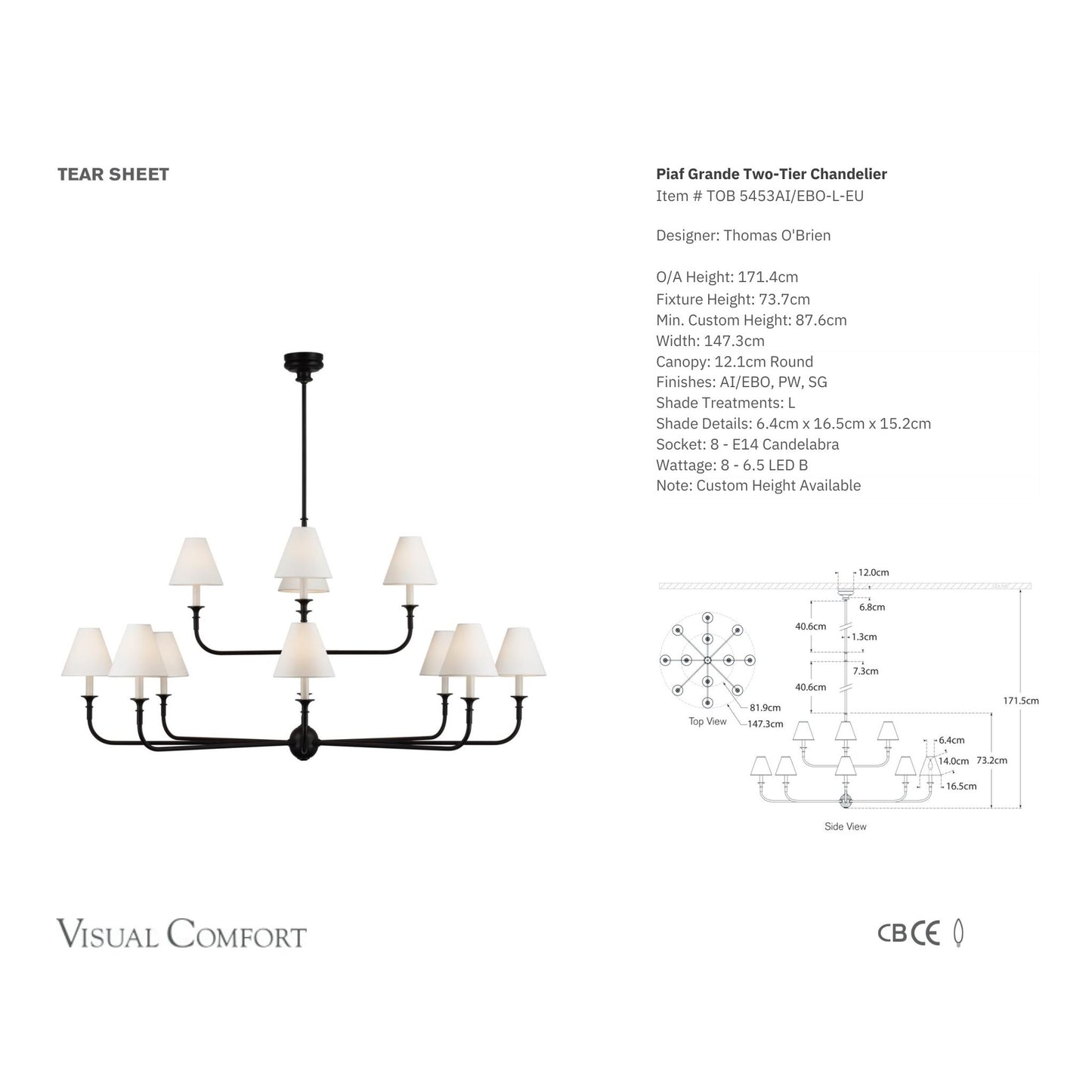 Thomas O'Brien Piaf Grande Two-Tier Chandelier - Aged Iron with Ebonized Oak Pendant Light Bloomingdales Lighting   