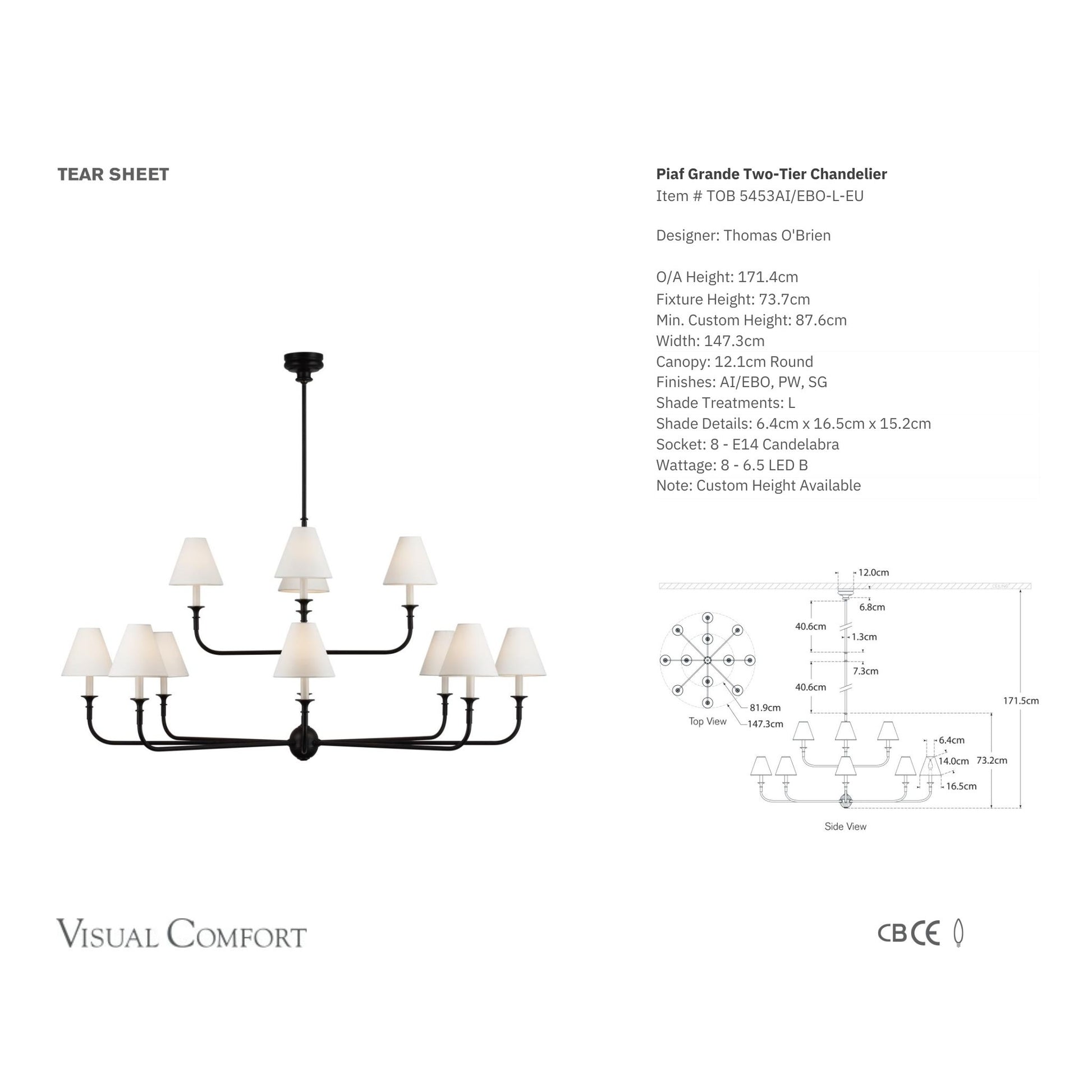 Thomas O'Brien Piaf Grande Two-Tier Chandelier - Aged Iron with Ebonized Oak Pendant Light Bloomingdales Lighting   