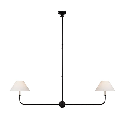 Thomas O'Brien Piaf Large Two-Light Linear Pendant Light - Aged Iron with Ebonized Oak Pendant Light Bloomingdales Lighting Aged Iron  