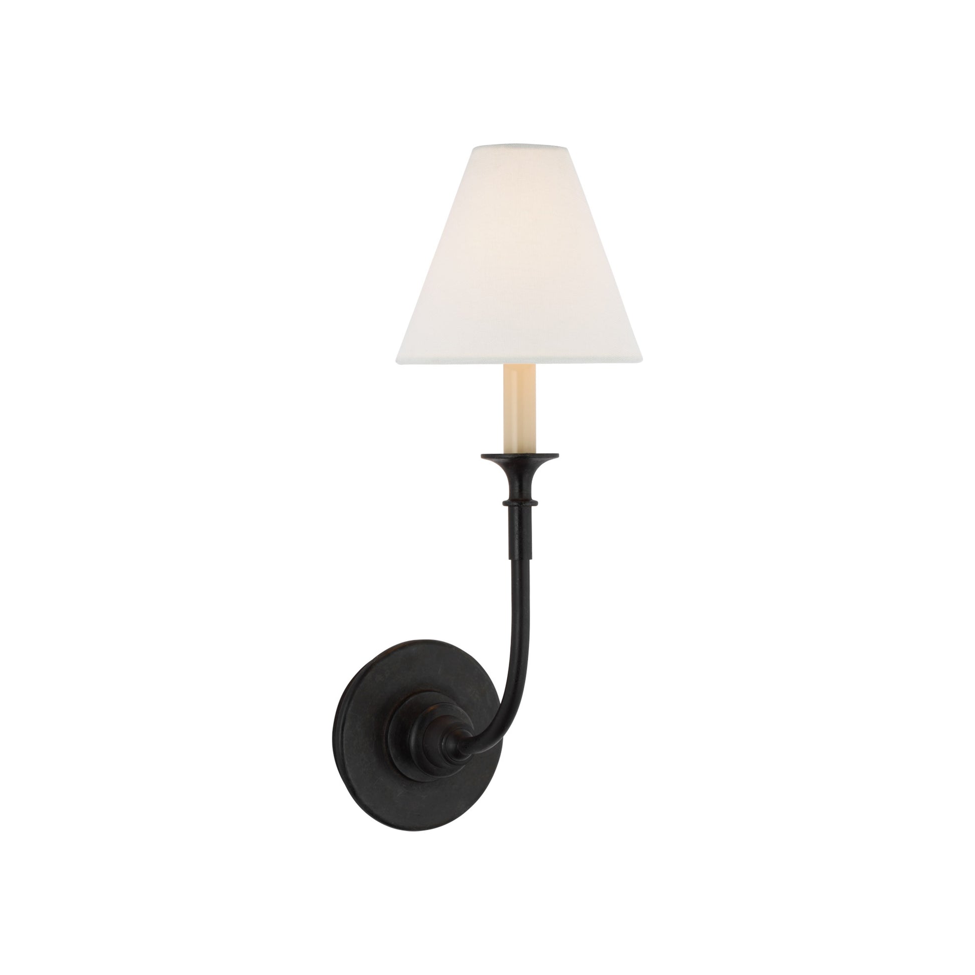 Thomas O'Brien Piaf Linen Single Wall Sconce - Aged Iron Wall Light Bloomingdales Lighting Aged Iron  