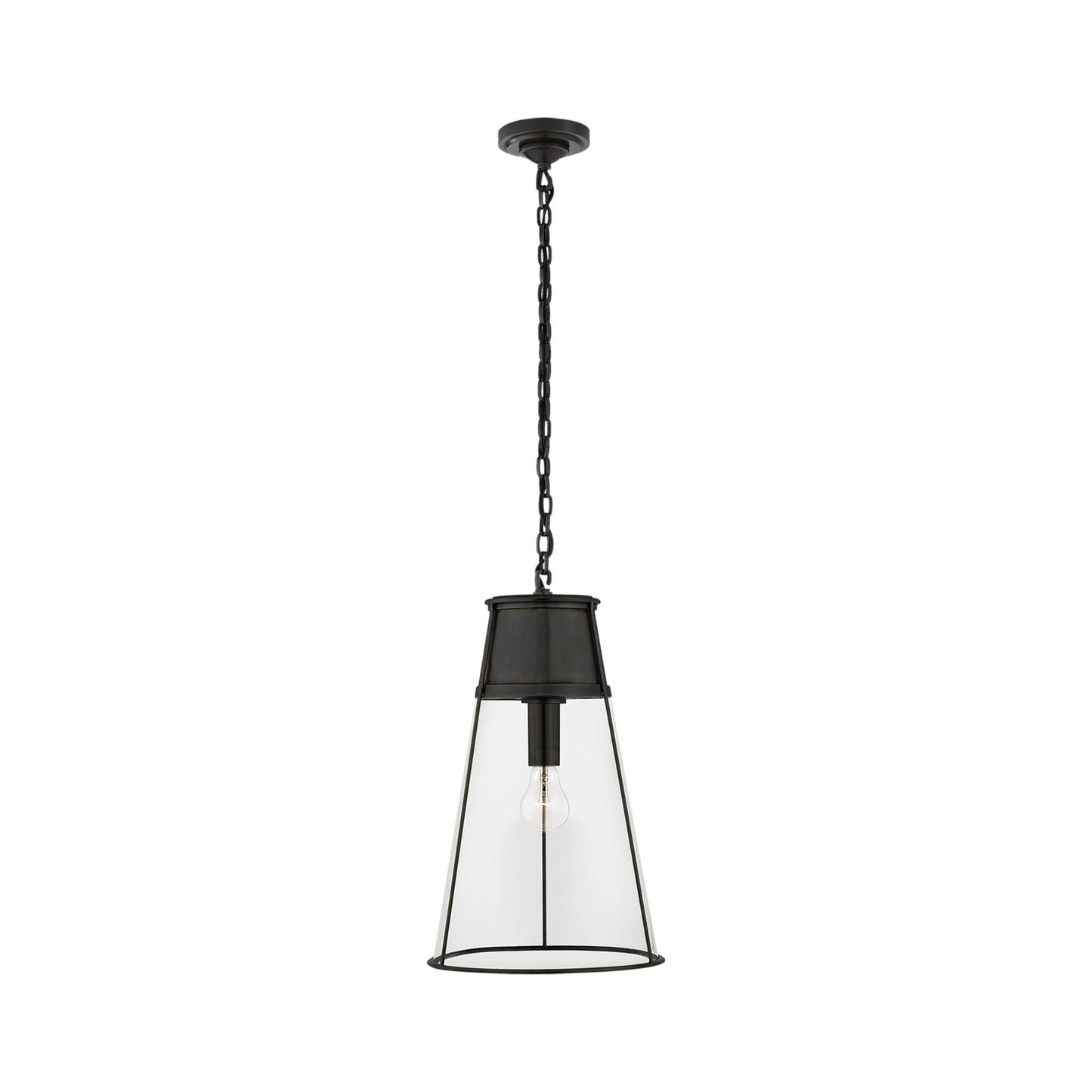 Thomas O'Brien Robinson Large Clear Glass Pendant Light - Bronze Pendant Light Bloomingdales Lighting Bronze  