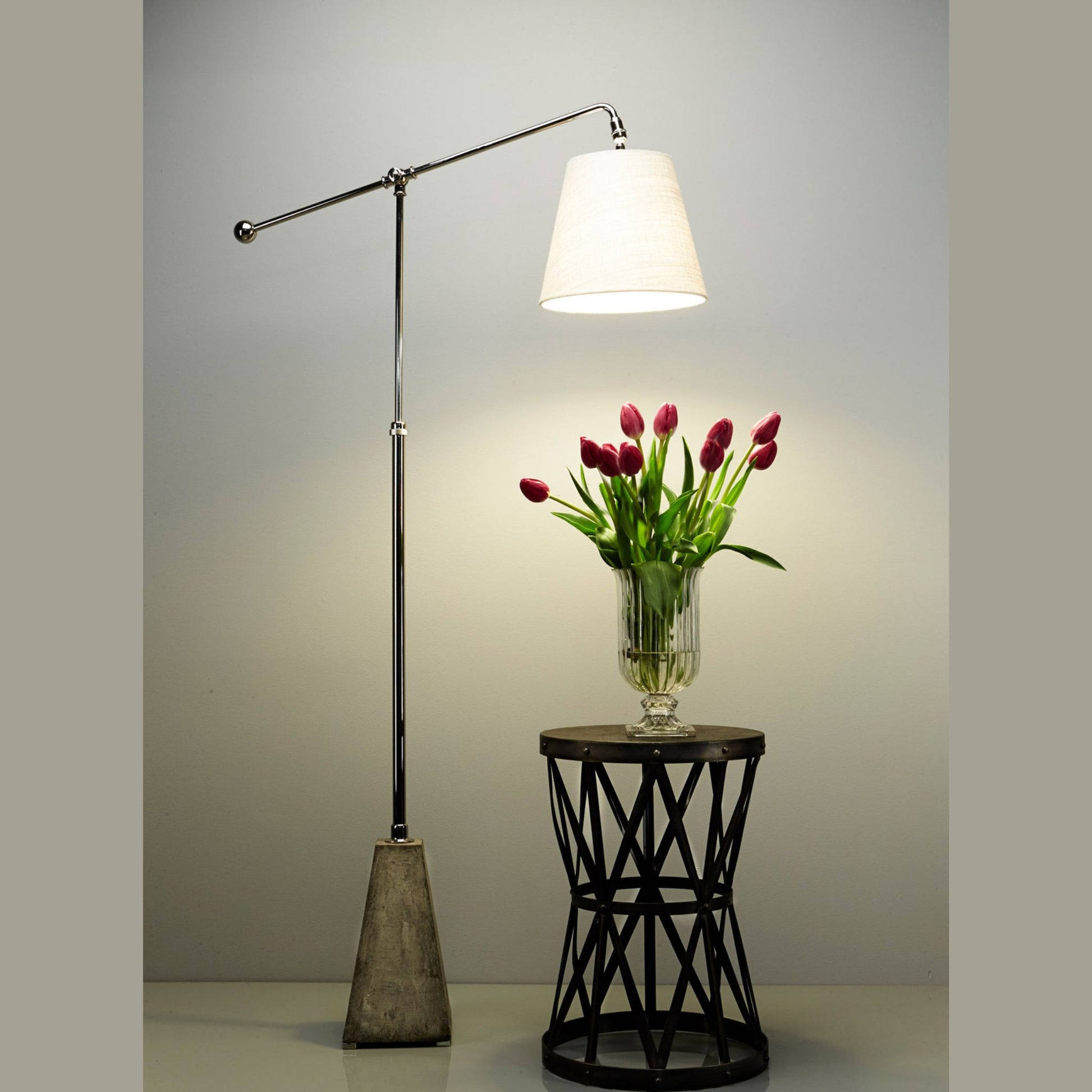 Stone Base Floor Lamp - Polished Nickel Floor Lamp Bloomingdales Lighting   