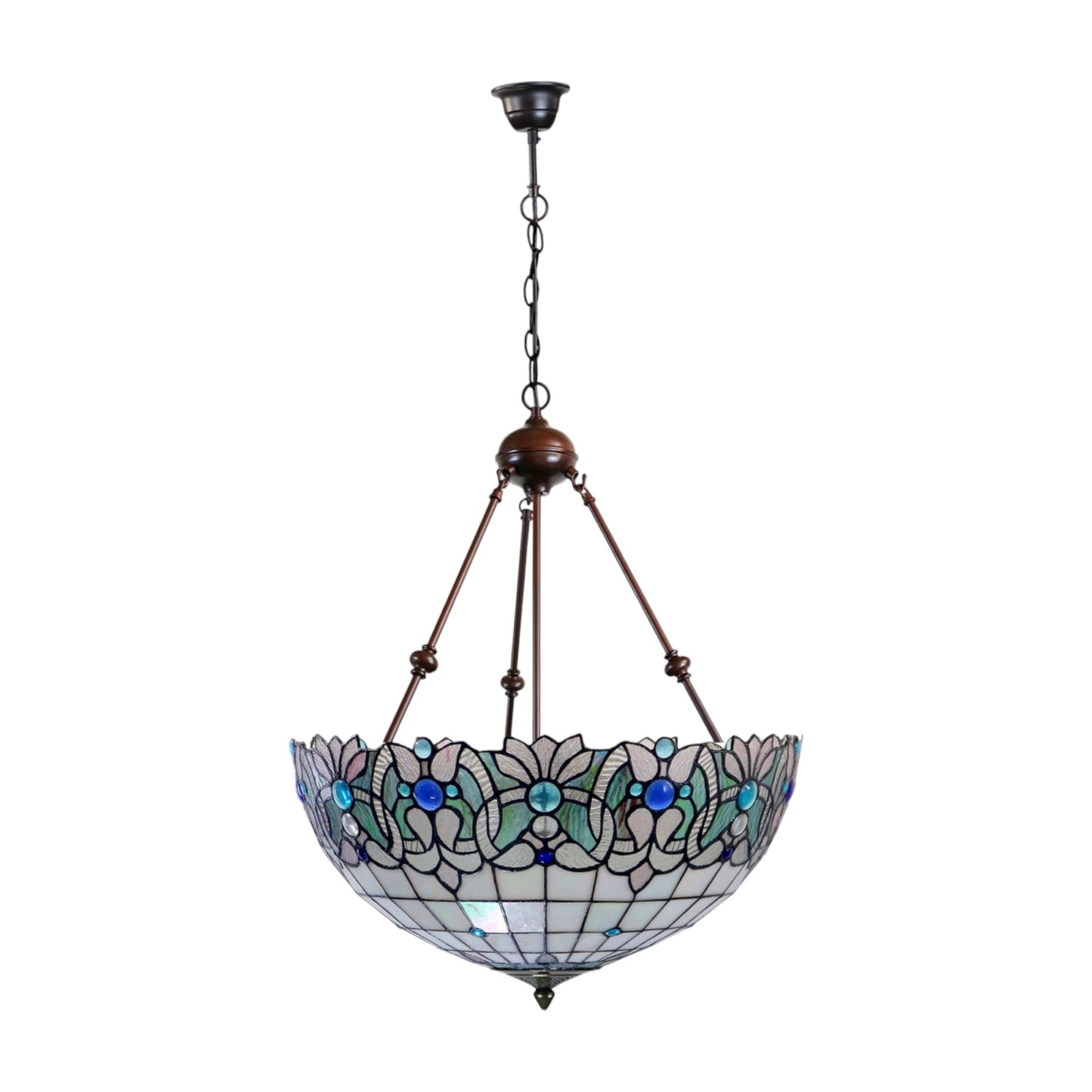 Tiffany Shelby 3-Arm Stained Glass Pendant Light Pendant Light G&G Bros 3-Arm  