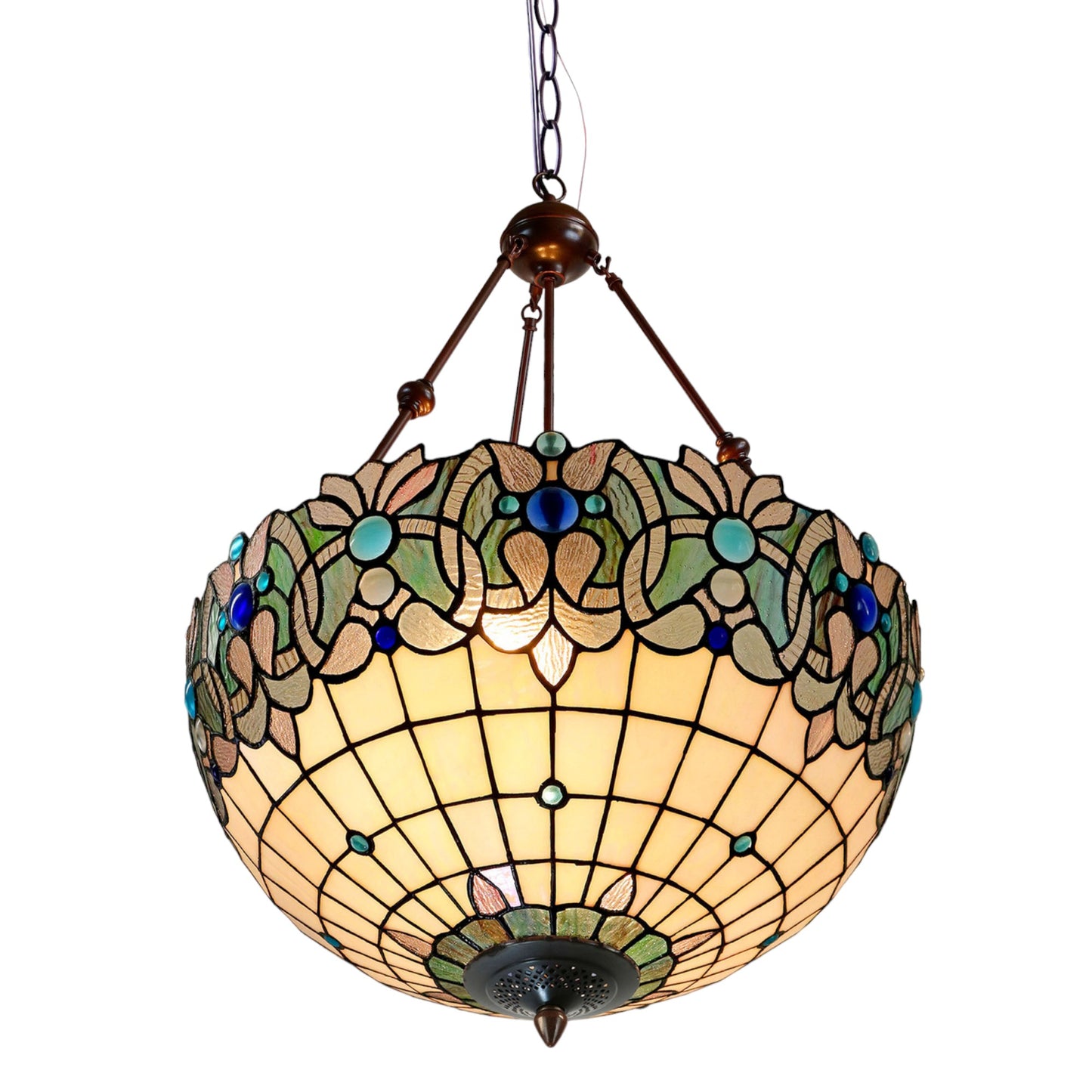 Tiffany Shelby 3-Arm Stained Glass Pendant Light Pendant Light G&G Bros   