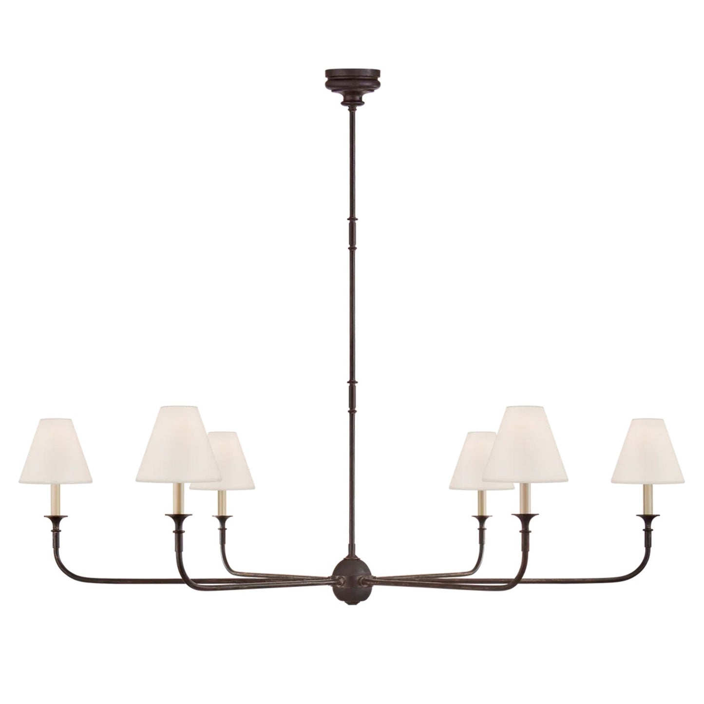 Thomas O'Brien Piaf Grande Chandelier - Aged Iron and Ebonized Oak Pendant Light Bloomingdales Lighting Aged Iron Grande 