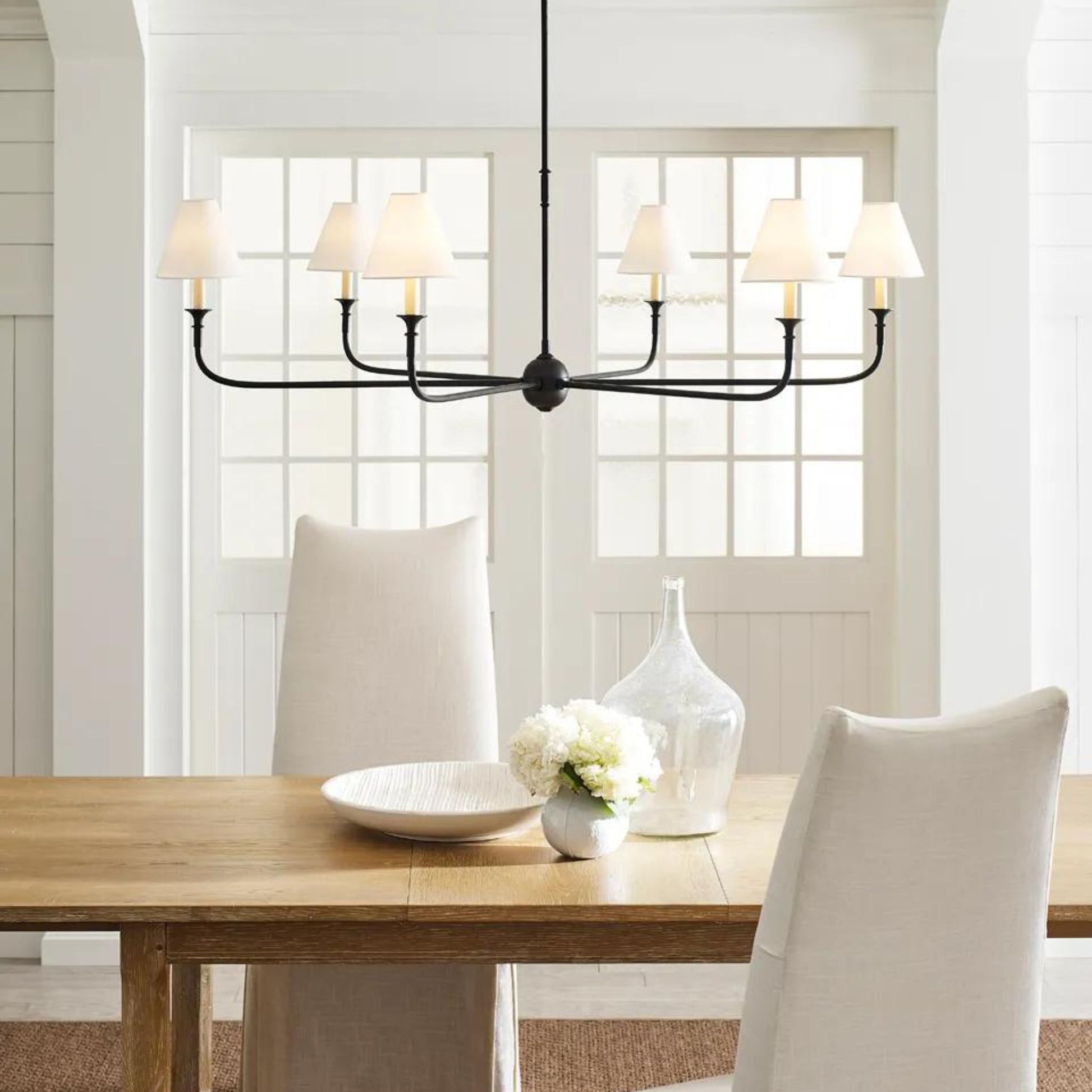 Thomas O'Brien Piaf Grande Chandelier - Aged Iron and Ebonized Oak Pendant Light Bloomingdales Lighting   