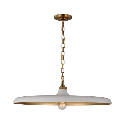 Thomas O'Brien Piatto Large Pendant Light - White and Brass Pendant Light Bloomingdales Lighting White  