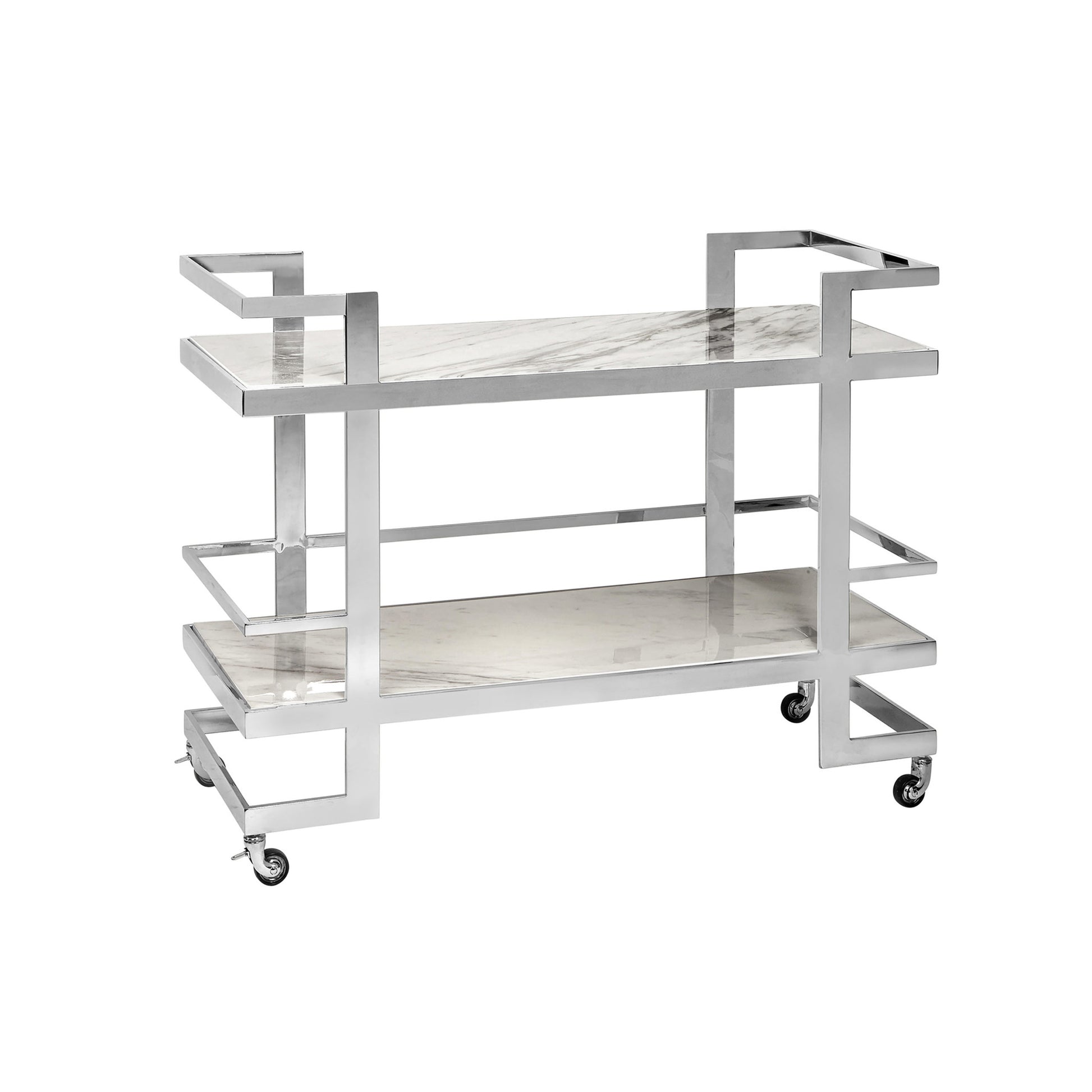 Vermont White Marble Bar Cart - Polished Nickel Drinks Cart Bloomingdales